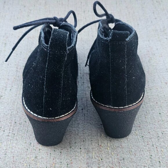 White Mountain Women Wedge Bootie Black Suede Leather Lace Up Shoes Size 8.5 - Picture 8 of 12